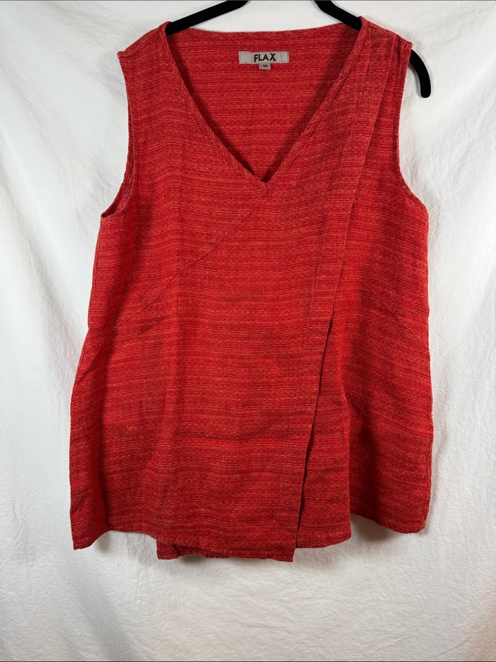 Flax Linen Asymmetrical Wrap Tank Top Medium